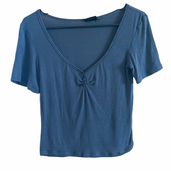 Out from Under Short Sleeve Henley Crop Top - Picture 1 of 8